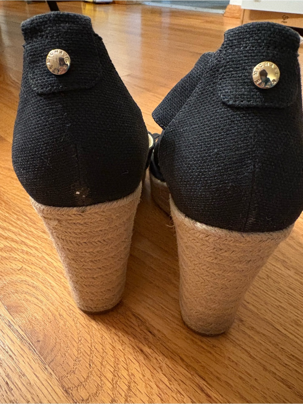 Michael Kors Black Canvas Wedge Espadrille Sandals (size 10) - Picture 5 of 6